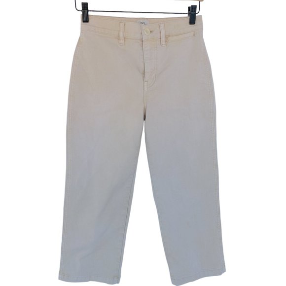J. Crew Pants - J. Crew Cream/Tan High Rise Slim Wide Leg Cropped Denim Jeans (26P)